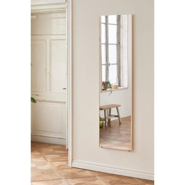 壁掛け鏡 カラー:メープル(木目) 家具 リフェクス割れない軽量ミラー幅40×高さ150cmフレーム...