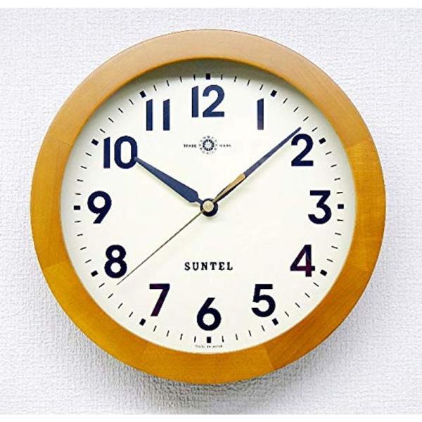 掛け時計 さんてる(Suntel) ブラウン 直径250×60mm シンプル電波時計掛け時計 アラビ...