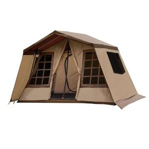 DOGBOO ロッジ型テント ロッジシェルター 屋型テントアウトドア キャンプ テント ロッジタイプ キャンプテント 4シーズン (ブラウン