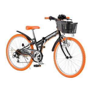 GRAPHIS(グラフィス) 子供用自転車 折りたたみCTB 22インチ 6段ギア ブラック/オレンジ GR-24(700)｜tvilbidvirk5