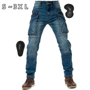 Size:M_Color:ブルー [RENHE] バイク用パンツ メンズ ライディング
