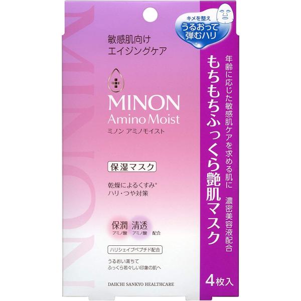 1個 MINON ミノン アミノモイスト もちもちふっくら艶肌マスク フェイスマスク 24mL×4枚