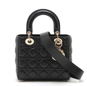 Dior ディオール レディディオール カナージュ 2WAYハンドバッグ ゴールド金具 ブラック 黒 レディース ショルダーバッグ【中古】【美品】