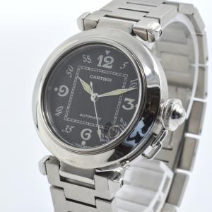 CARTIER カルティエ パシャＣ W31043M7 デイト SS/ステンレス AT/自動巻 黒文字盤 Cartier Pasha Cメンズ レデイーズ腕時計 保存箱【中古】