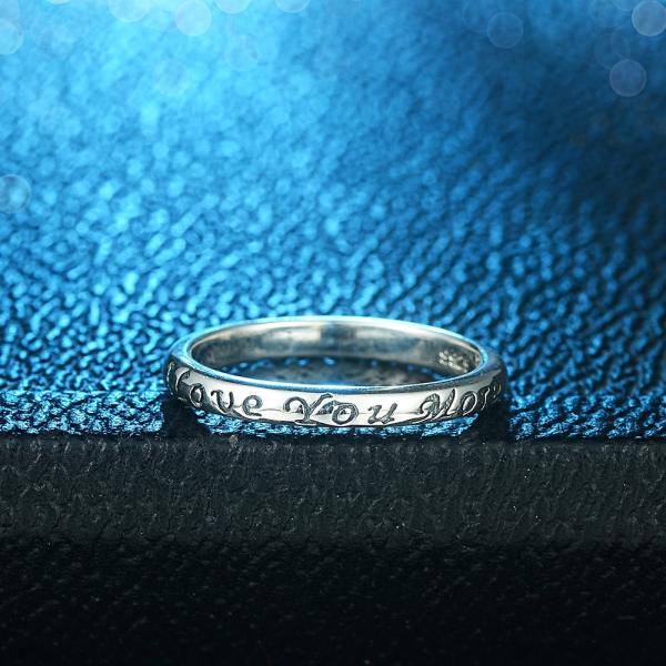 TONGZHE 3mm I Love You More Wedding Band Ring in A...