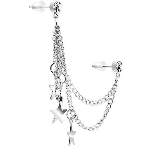 Body Candy Clear Four Star Double Chain Ear to Car...