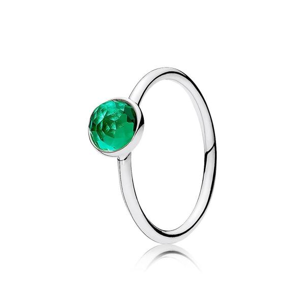 Pandora May Droplet Ring, Royal-Green Crystal, 7.5...