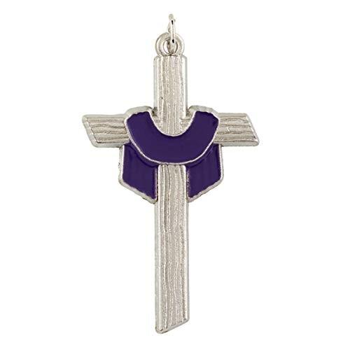 Lenten Cross with Purple Robe Pendant, 1 3/4 Inch,...