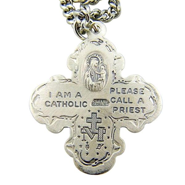 Sterling Silver Holy Spirit 4-Way Cross Medal, 1 1...