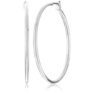 Napier"Classics" Silver Tone Extra Large Click Top Hoop Earrings｜twilight-shop