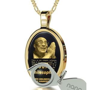 Gold Plated Dalai Lama Necklace Inscribed Free Tib...