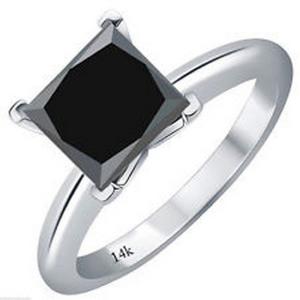 7 Carat 14K White Gold Princess Black Diamond Soli...