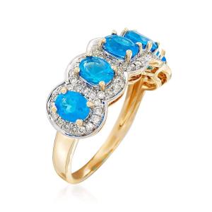 Ross-Simons 1.70 ct. t.w. Blue Apatite Five-Stone Ring With .39 ct. t.