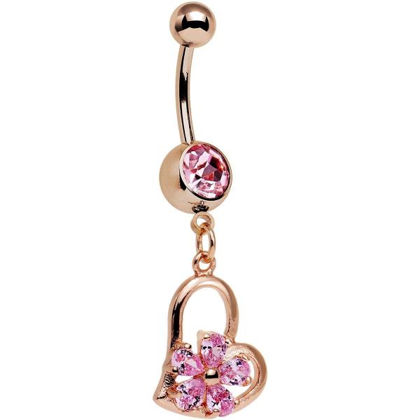 Body Candy Gold Plated Steel Pink Accent Rose Flow...