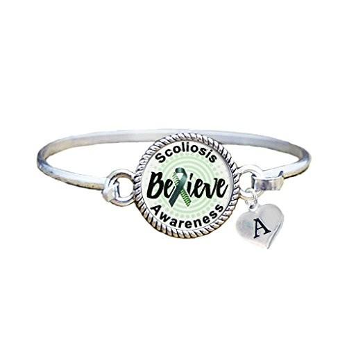 Bracelet Custom Scoliosis Awareness Believe Silver...