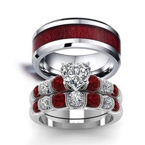 LOVERSRING His and Hers Wedding Ring Sets Couples Rings 10K White Gold