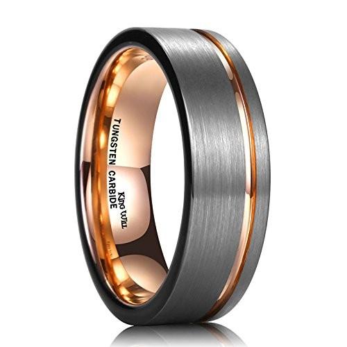 King Will Tungsten Carbide Wedding Ring 7mm Rose G...