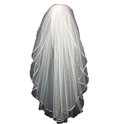 XSWPL 2 Tier Ivory Ribbon Edge Wedding Bridal Veil...