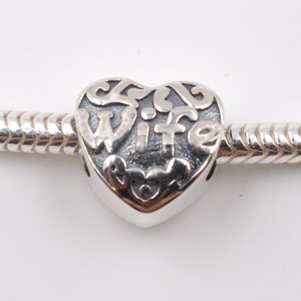 Wife Charm 925 Sterling Silver Heart Beads Wedding...