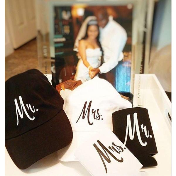 Mr. &amp; Mrs. | Matching Newlywed Wedding Baseball Ca...