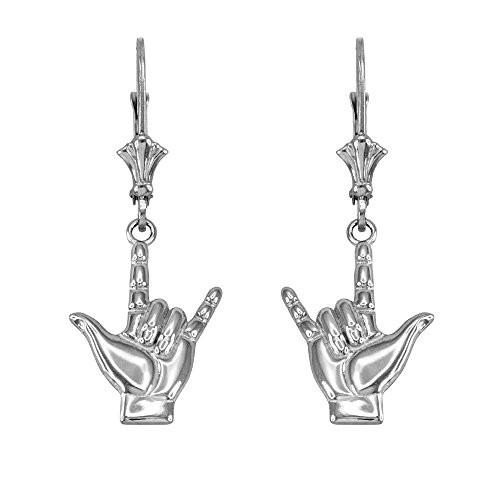 I Love You Hand Sign Language Dangle Earrings in P...