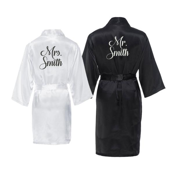 Mr. and Mrs. Personalized Robe Set with New Last N...