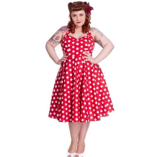 Hell Bunny Plus Size Rockabilly Red and White Polk...