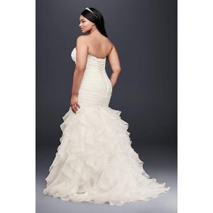 Ruffled Organza Plus Size Mermaid Wedding Dress Style 9WG3832, Ivory,