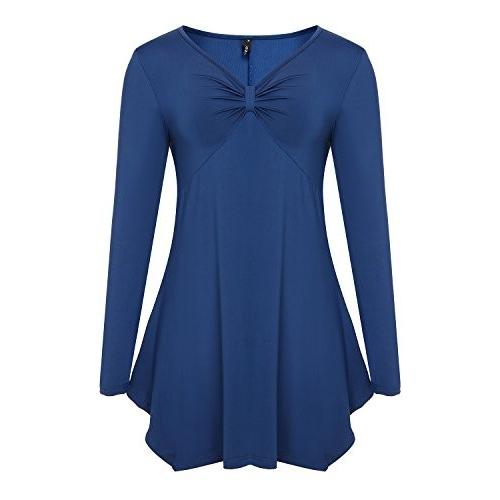 Mixfeer Women&apos;s V Neck Twist Knot Front Long Sleev...