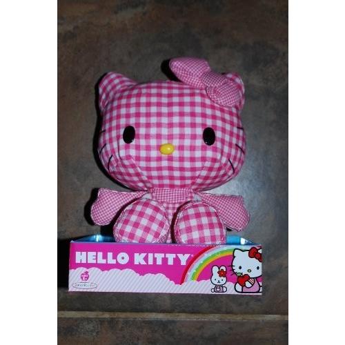 Hello Kitty Rareピンク&amp;ホワイトチェックStuffed Plush 10?&quot;