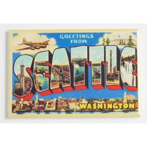 Greetings From Seattle Fridge Magnet (2 x 3 inches...