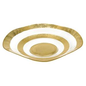 Nature Home Decor 84723?g19-inch Wave Bowl with Genuineゴールドリーフペイントデザイン