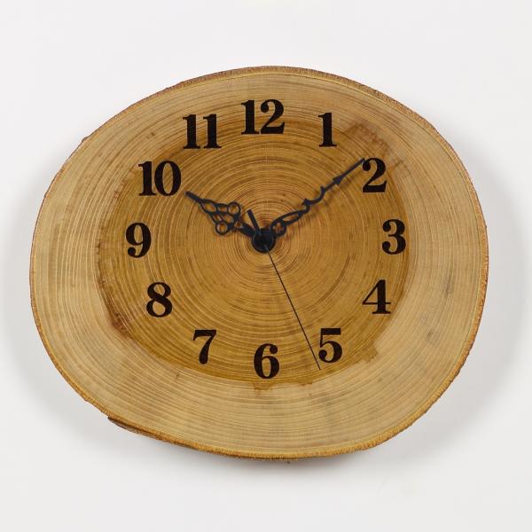 木製 電波時計 欅(けやき)年輪  [26cmサイズ] 文字 明朝体