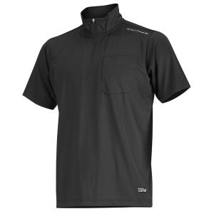 New シェイドドライナー 半袖ZIPUPシャツ（ブラック/L）速乾 遮熱 UVカット ストレッチ 消臭 動きやすい ジップアップ｜twintrade