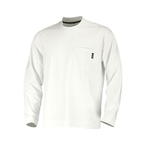 襟高 Tシャツ 丸首 ジャケット対応 インナーシャツ 長袖 (ホワイト/L) 汗ジミ 吸収 速乾 乾...