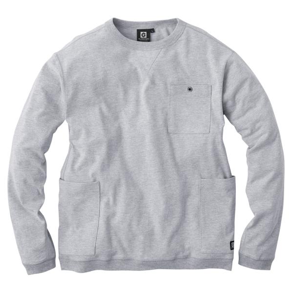 長袖 Tシャツ 5つのポケット (モクグレー(ヘザーグレー)/4L) ジャケット対応 ロンT 丸首 ...