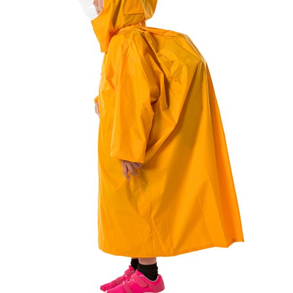 日本製 レインコート (65：105cm〜115cm) 自転車用ヘルメット対応 通学 登園 黄色 イ...