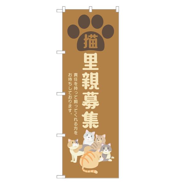 のぼり旗 猫 里親募集 茶