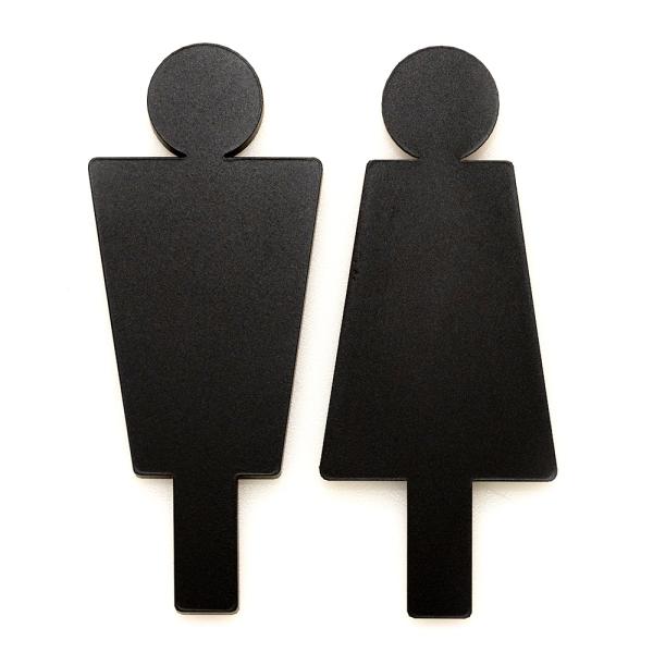 トイレ サイン ドア付 ピクトサイン プレート 男女2個セット (艶消しブラック)