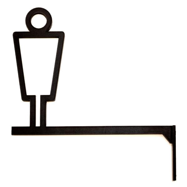 トイレサイン 男 突き出し ピクトサイン プレート 中抜きデザイン (艶消しブラック)