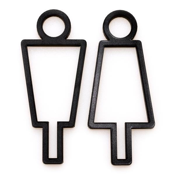 トイレ サイン ドア付 ピクトサイン プレート 男女2個セット 中抜きデザイン (艶消しブラック)