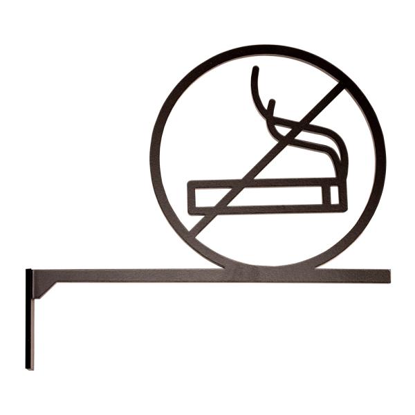 禁煙 NO SMOKING サイン 突き出し ピクトサイン プレート (艶消しブラック)