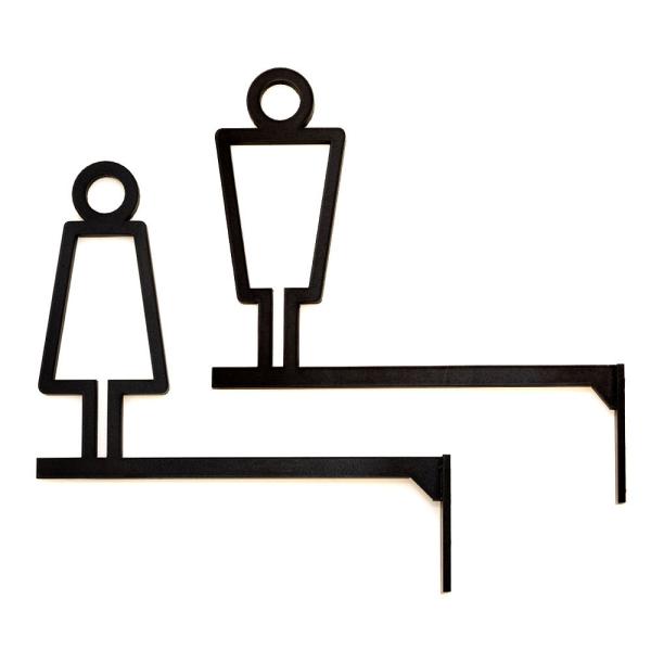 トイレサイン 男 女 2個セット 突き出し ピクトサイン プレート 中抜きデザイン