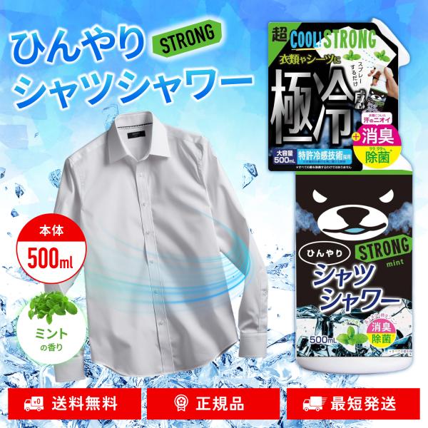 ひんやりシャツシャワー ストロング シャツ 冷却スプレー ミントの香り 本体 500ml 衣類用 熱...