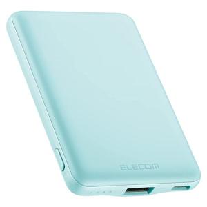 エレコム DE-C37-5000BU ブルー モバイルバッテリー 5000mAh 12W コンパクト 薄型 軽量 おまかせ充電対応