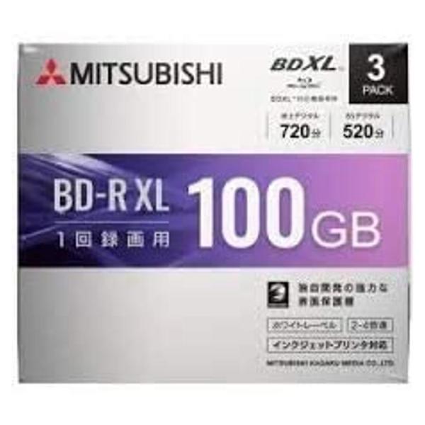 バーベイタム VBR520YP3D1 4倍速対応BD-R XL 3枚パック 100GB ホワイトプリ...