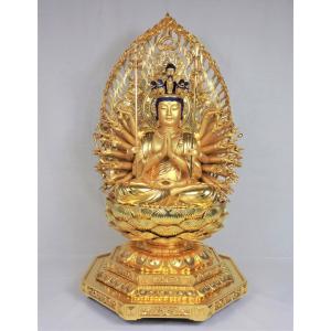 十一面千手観音像 身丈1尺 楠材金箔仕上げの詳細画像1