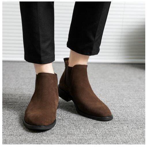 ブーツメンズショートブーツチェルシーブーツヒールホストスエードブーツカジュアル紳士靴サイドゴア秋冬大...