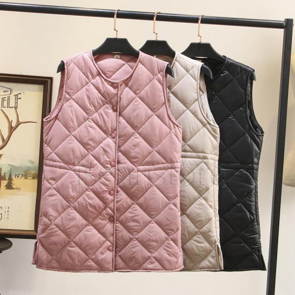 大きいサイズ ダウンベスト レディース ロング丈 軽量 アウター 袖なし ジャケット 秋冬 中綿ベス...