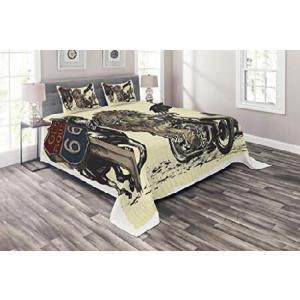 Lunarable Route 66 Coverlet, Chief Riding a Motorb...